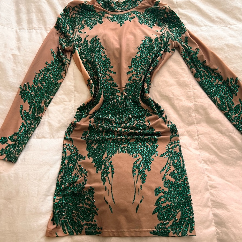 Emerald rhinestone dress